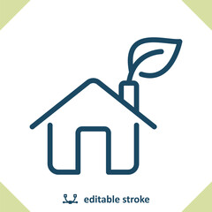 Green Home Icon. House, Leaf, Eco, Ecology