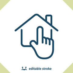 House, Hand Icon. Home, Finger, Real Estate
