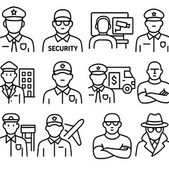 Fototapeta premium Security professionals icon set.