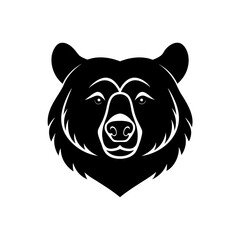 Stylized black bear head design on transparent background silhouette