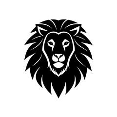 Fototapeta premium Stylized black lion head design on transparent background silhouette