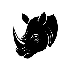 Silhouette of a rhino head side on transparent background