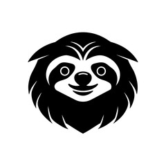 Stylized sloth face illustration on transparent background silhouette