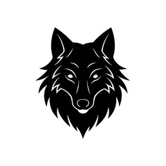 Stylized black wolf head design on transparent background silhouette