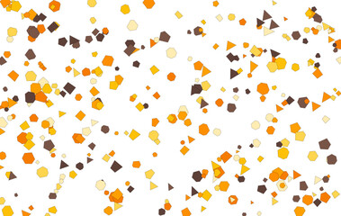 Abstract Geometric Pattern with Triangles Squares and Hexagons in Shades of Yellow Orange and Brown on a White Background