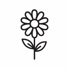 A simple minimal daisy flower line art icon in a clean black outline style.