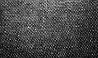 Vintage black and white textile background texture with distressed woven canvas pattern and grainy analog noise effect