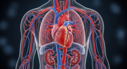 Human Heart Anatomy Medical Illustration Circulatory System Blood Vessels Lungs Diagram Health Visual Cardio Vascular Thorax Artery Vein Healthcare