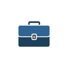 Blue briefcase represents professional business deals and corporate success in a modern and minimalist style, symbolizing career growth and financial stability.