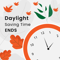 Fototapeta premium Minimalist design about daylight saving time ends, depicting the clock element as the time and moment.