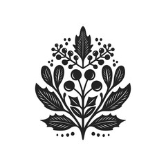 Merry Christmas and Happy New Year illustration, for greeting cards, posters, holiday covers. Xmas festive linocut black hand drawn.