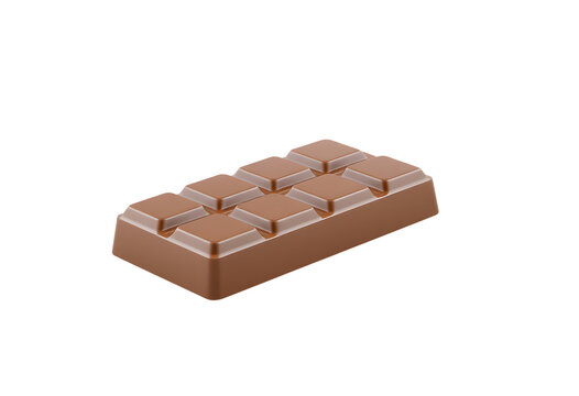 A single milk chocolate bar with segmented squares isolated on transparent background
