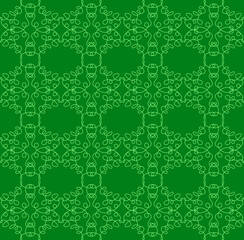 Beautiful green lace seamless pattern in linear style