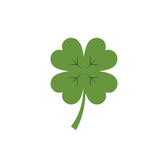 Fototapeta premium A simple green four-leaf clover illustration, a classic symbol of good luck and fortune.