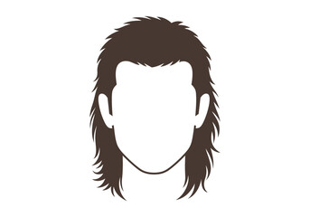 Brown mullet silhouette with a white face outline