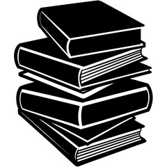 Simple black silhouette illustration of a neat stack of books perfect for educational or literary themes