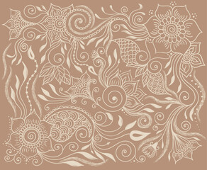 Hand-Drawn Floral Paisley Background