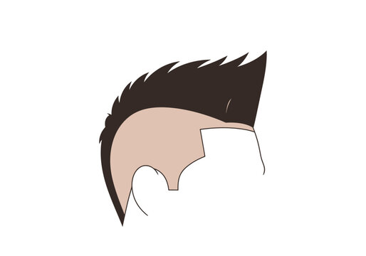 Hair graphic depicting a dark brown mohawk on a pale skintoned head silhouette
