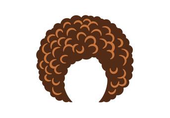 Round brown textured Afro hairstyle isolated on a white background
