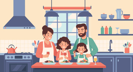 Family Cooking Together Enjoying Meal Preparation and Quality Time