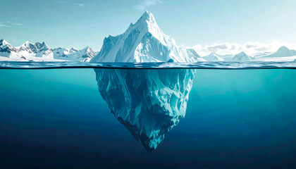 Iceberg Above and Below Water Surface Illustration