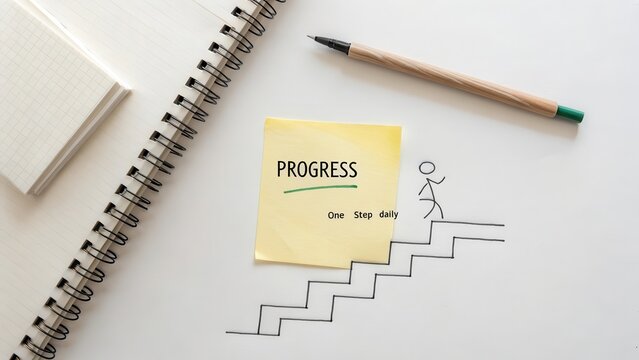 Conceptual illustration about making progress one step daily
