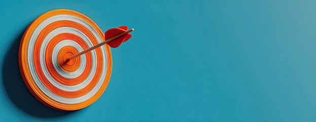 Target with arrow,  bright colors on a plain background