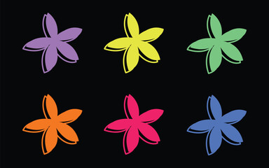Fototapeta premium Neon flower pattern design, Bright blossom art vector, Colorful floral illustration set
