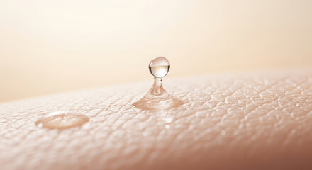 肌の表面で弾ける水滴のマクロ表現