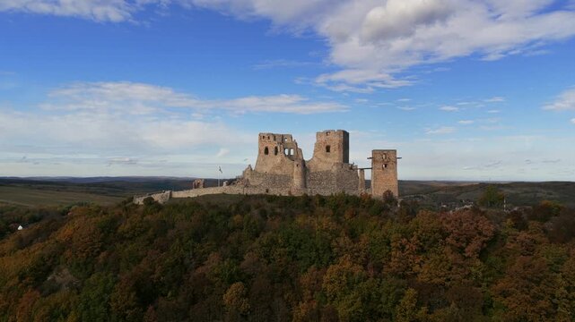 Csesznek castle ruins in Bakony Mountain Hungary. 
Amazing fall landscape video about this historical place
