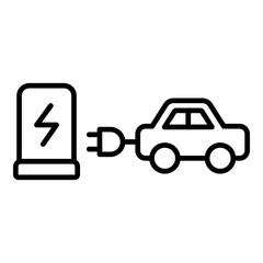 Electric Vehicle Icon. Vector Line Icon