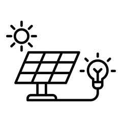Solar Panel Icon. Vector Line Icon