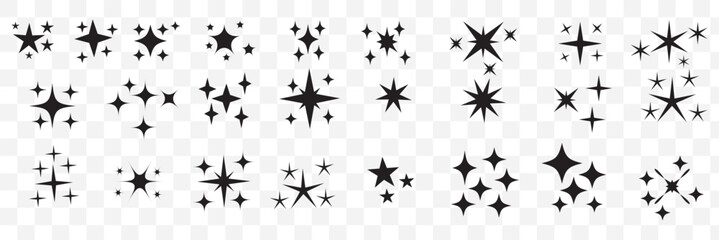 blinking shining star, sparks and sparkle shapes vector illustration. sparkle star icon set. simple star burst symbo. Different twinkling stars collection. Star icons. Twinkling stars. Sparkles, 