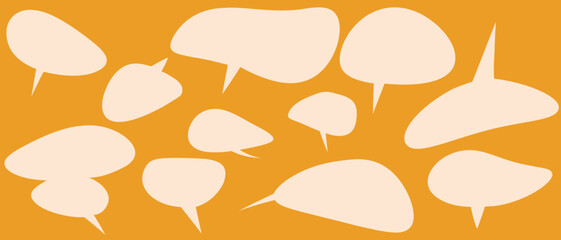 Vector speech bubbles. Yellow balloons for comics and dialogue. Various text clouds