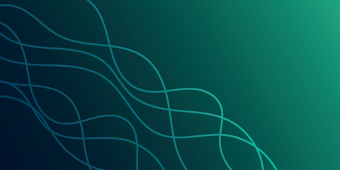 Dark green gradient abstract background with modern and futuristic glowing green wavy lines decoration. Background concept with elegant curved line design for covers, banners, brochures, certificates.