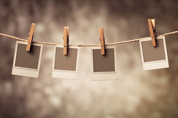 Vintage photos hanging on a clothesline (1)