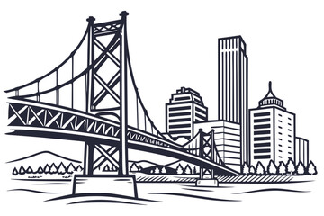 Fototapeta premium Minimal vector of Portland bridge skyline modern composition 