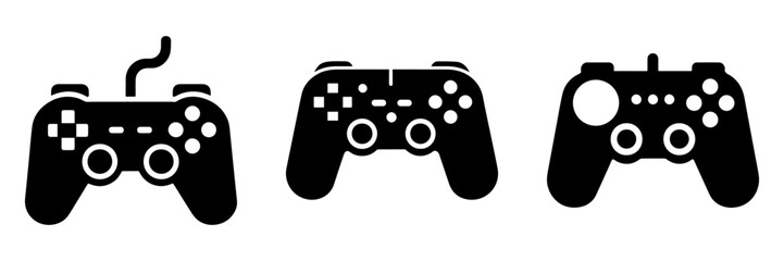 Gaming Controller Icons Set: Modern Digital Entertainment Devices.
