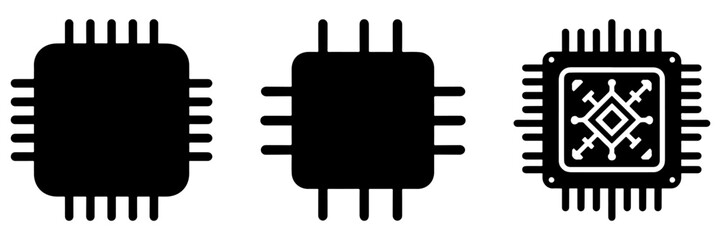 Obraz premium CPU Chipset Icons: Technological Components Depicted in Black.