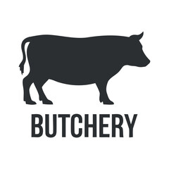 Butchery Vector Illustration Cow Silhouette Butcher Shop Meat Market