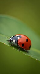 Fototapeta premium Ladybug on a Leaf - A Close-Up of Natures Beauty.