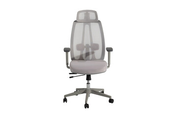 Chair grey front Rolling Chair for Home Office Use Contemporary Study Chair with Breathable Perforated Design Adjustable Task Chair with Padded Seat and Arm Support white background