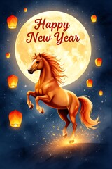 Bright and colorful hours on fire celebrates  Chinese New Year with sparkles and joy in a festive greeting card design