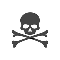Skull and crossbones icon on white background