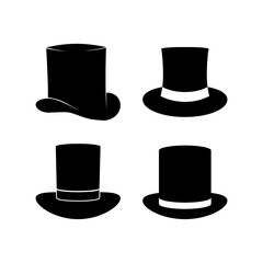 Top hat icons set isolated on white background