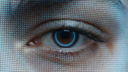 Human Eye Close-Up with Pixelated Effect for Futuristic Concept. - Powered by Adobe