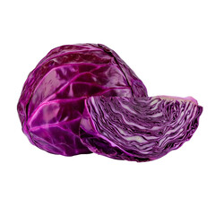 Obraz premium Red Cabbage Head and Slice isolated on a transparent background