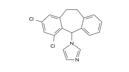 eberconazole molecule, structural chemical formula, ball-and-stick model, isolated image antifungal drug