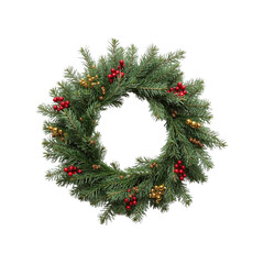 Christmas wreath with golden beads isolated on transparent or white background, png