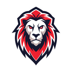 Aggressive Lion Head Mascot Logo Design Stylized Vector Illustration